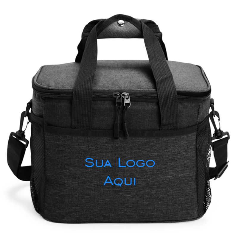 Bolsa t�rmica 14 litros cinza com bolso lateral em BH