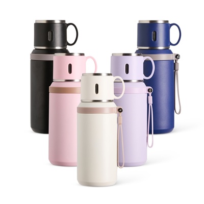 Garrafa t�rmica 600ml inox acetinada com tampa caneca