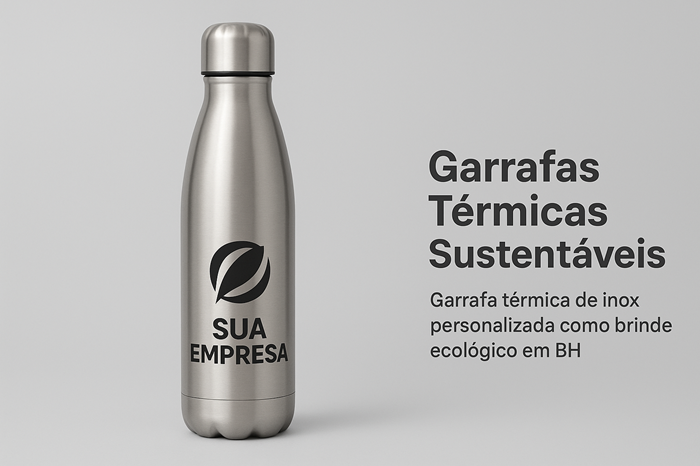Garrafa t�rmica de inox personalizada como brinde ecol�gico em BH.