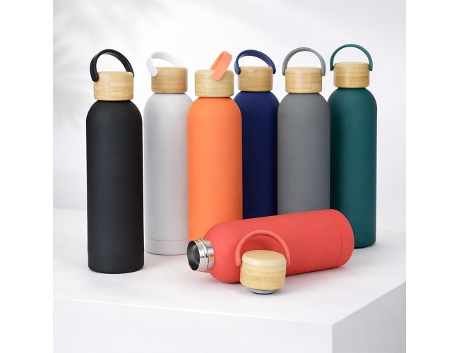 🏷️Garrafa T�rmica 500ml Emborrachada: O Brinde Premium para sua Empresa